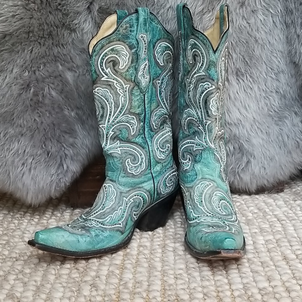 Corral G1249 Turquoise Embroidered Studded Boots